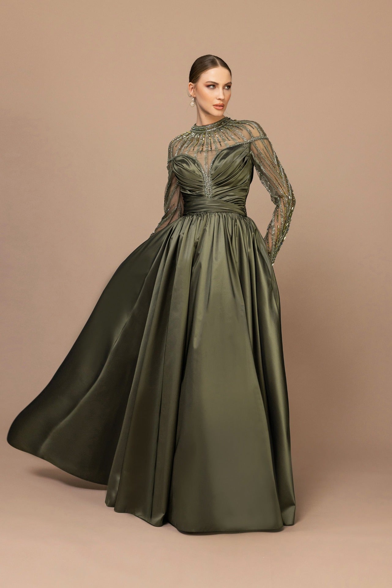 Adriana A-Line Dress Olive Green / US 4