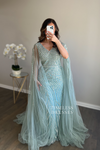 Luna Beaded Cape Dress